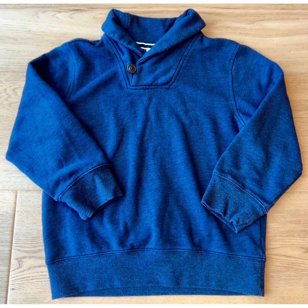 Gymboree Heathered Blue Shawl Collar Pullover Sweatshirt Boy Size Small 5-6